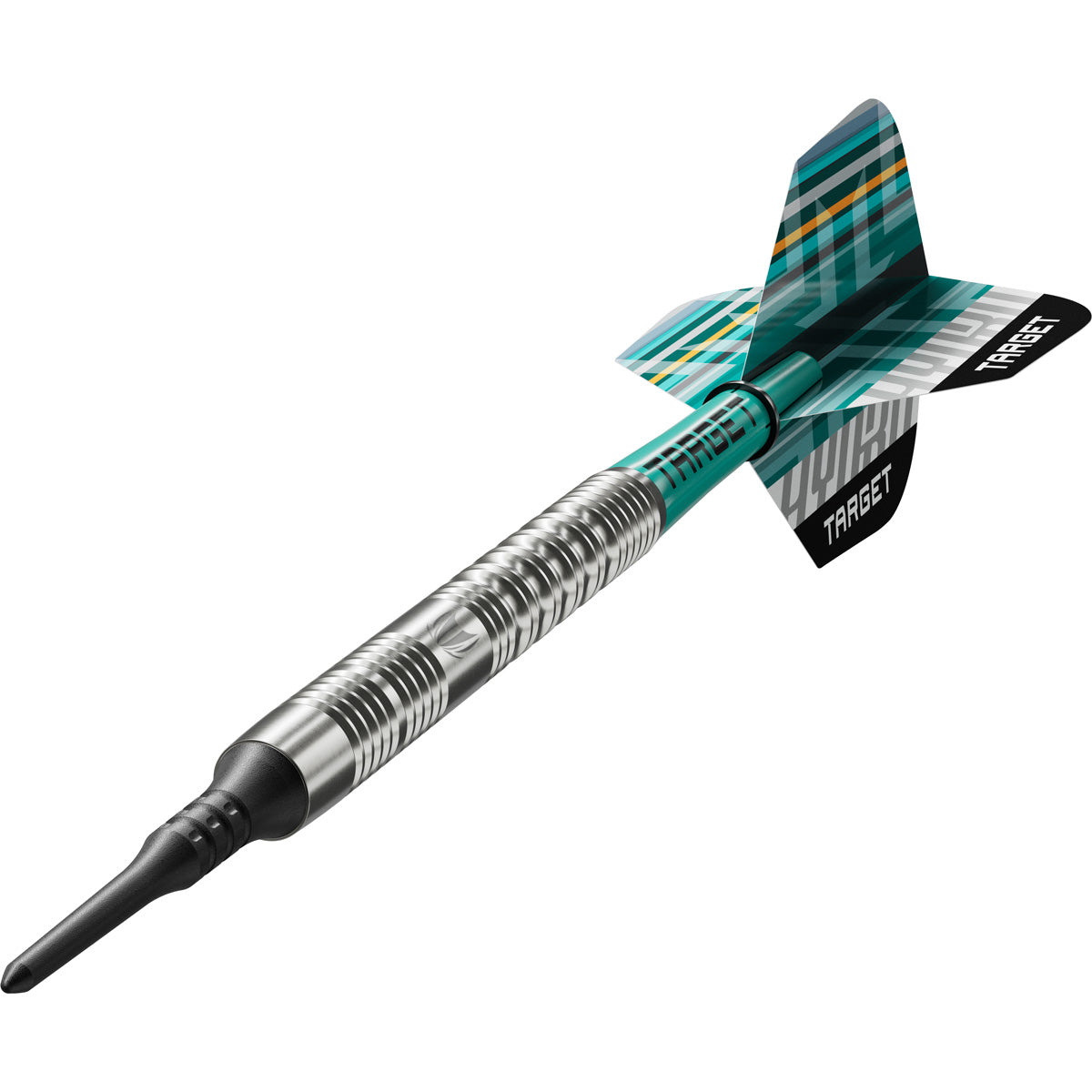 Hydro 12 Soft Tip Darts close up image highlighting the barrel grip texture and precision machining detail