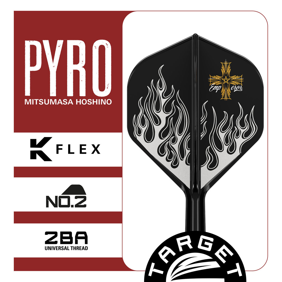 Close up image highlighting the design, profile and printed artwork of the Target Japan Pyro G2 K Flex