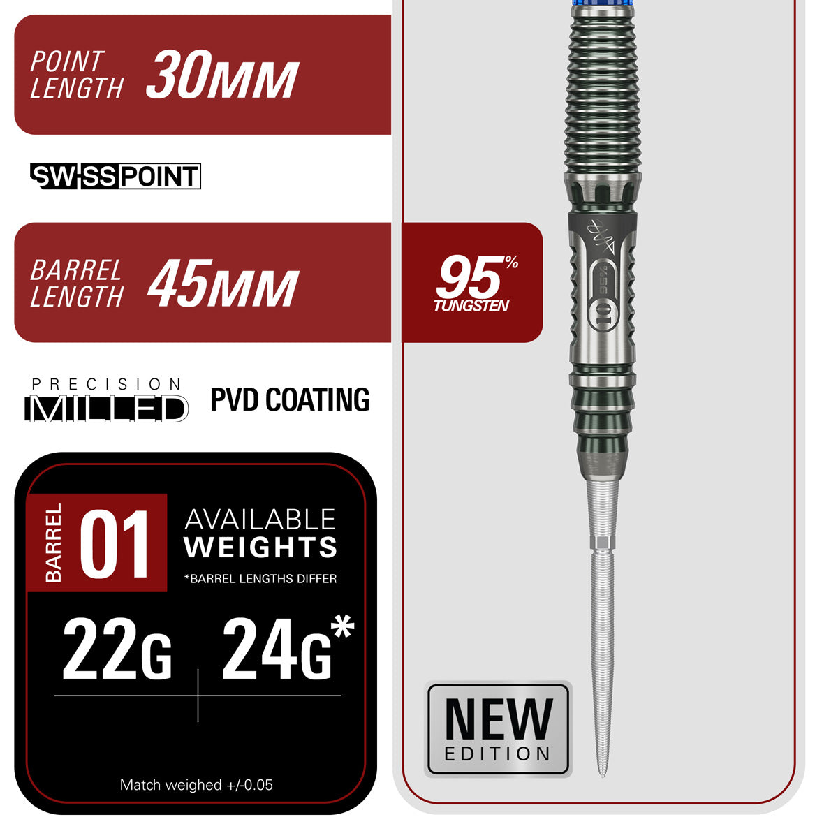 Target Japan Haruki Muramatsu Rising Sun G10.5 Swiss Point 95% Tungsten Steel Tip Darts