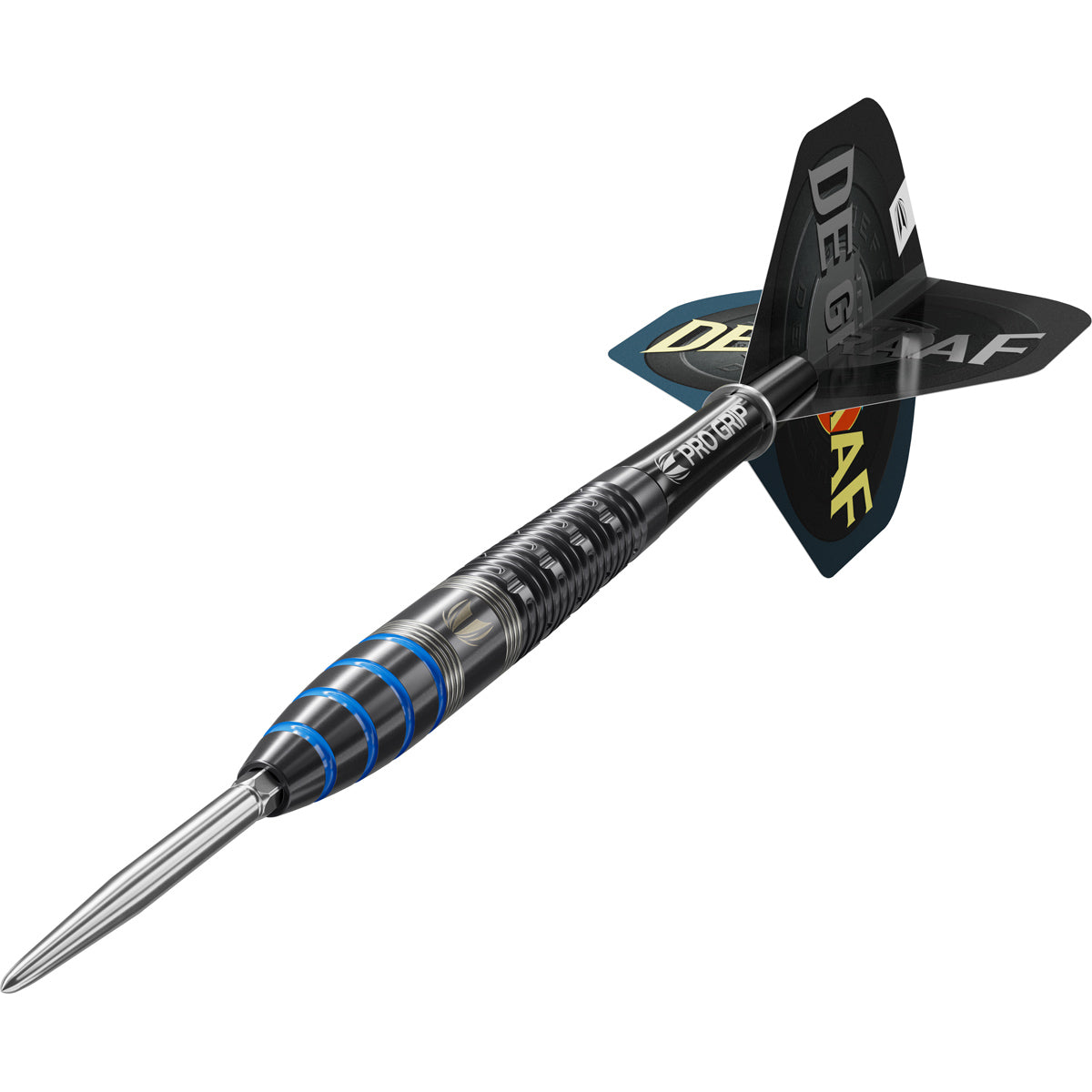 Jeffrey De Graaf Steel Tip Darts close up image highlighting the barrel grip texture and precision machining detail