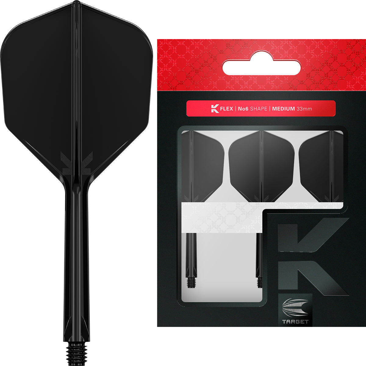 K,Flex Black No6 One Piece Flights by Target image showing the retail packaging.