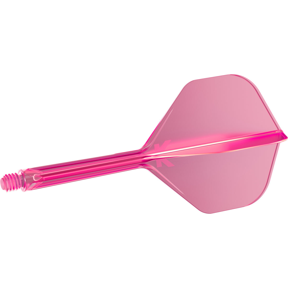 K,Flex Neon Pink No2 One Piece Dart Flights by Target angled view highlighting the product design and profile.