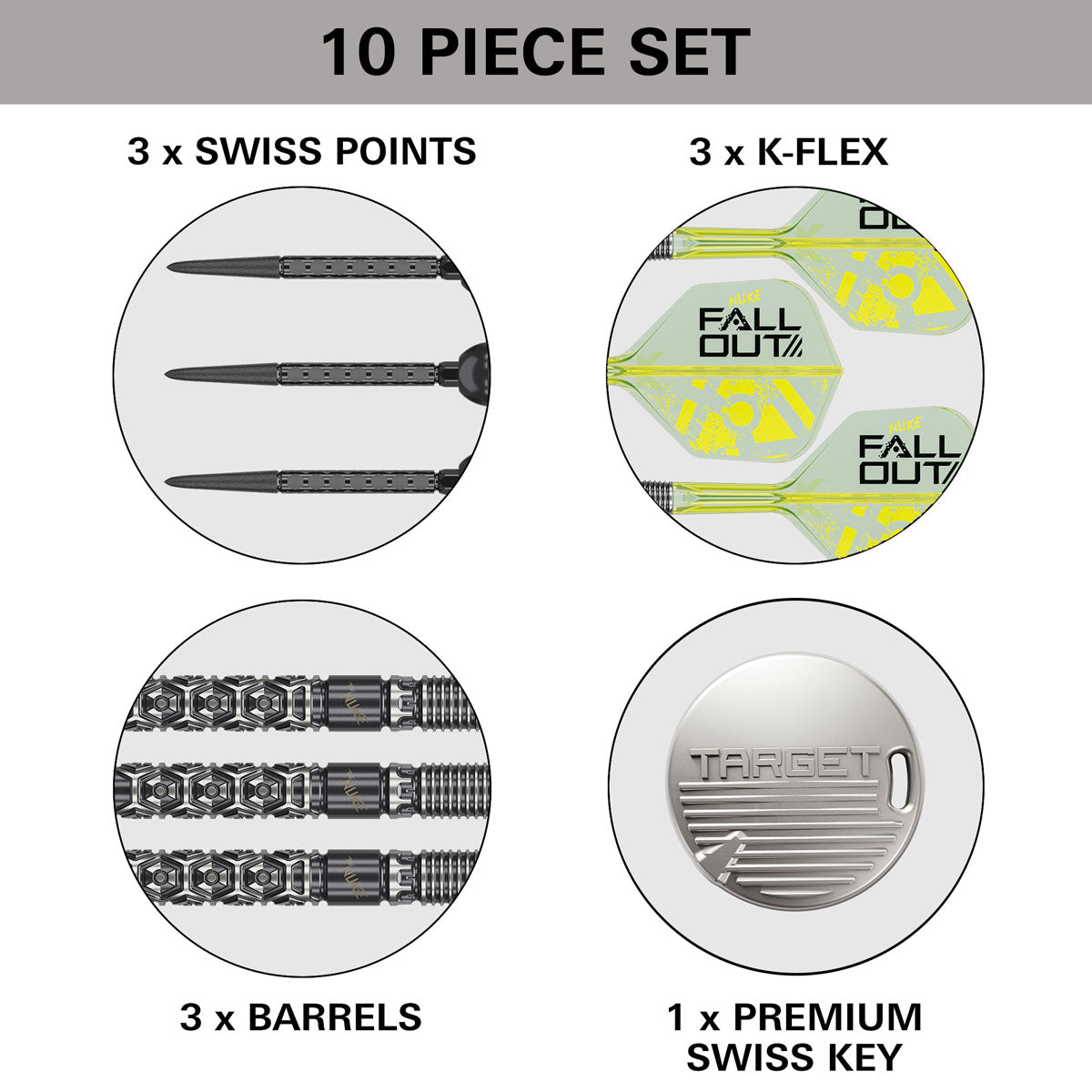 Target Luke Littler Fallout Swiss Point 90% Tungsten Steel Tip Darts