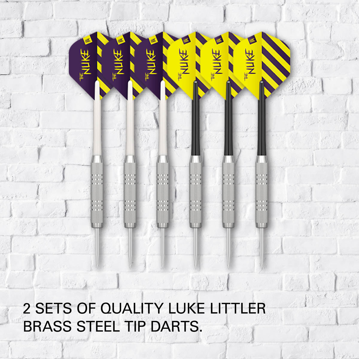 Luke The Nuke Littler Dartboard Set by Target close up image highlighting the darts that are included in the set