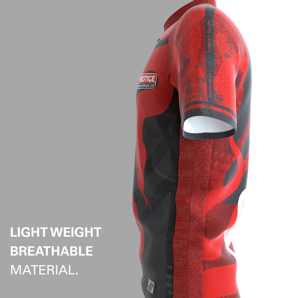 Target Nathan Aspinall 2025 Playing Shirt side profile image showing the fit, cut, and design details