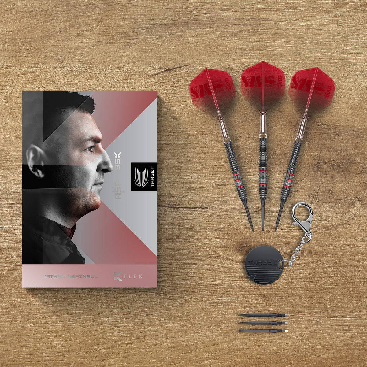 Nathan Aspinall Asp 95K darts lifestyle image featuring a premium darts setup and modern playing environment