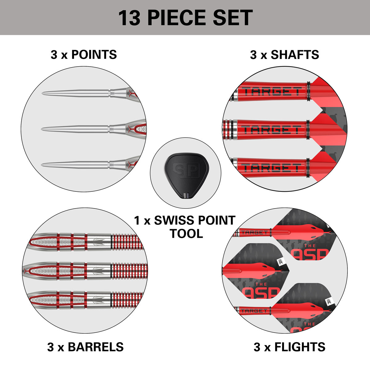 Nathan Aspinall G2 SP Steel Tip Darts what’s included image showing all items supplied inside the box
