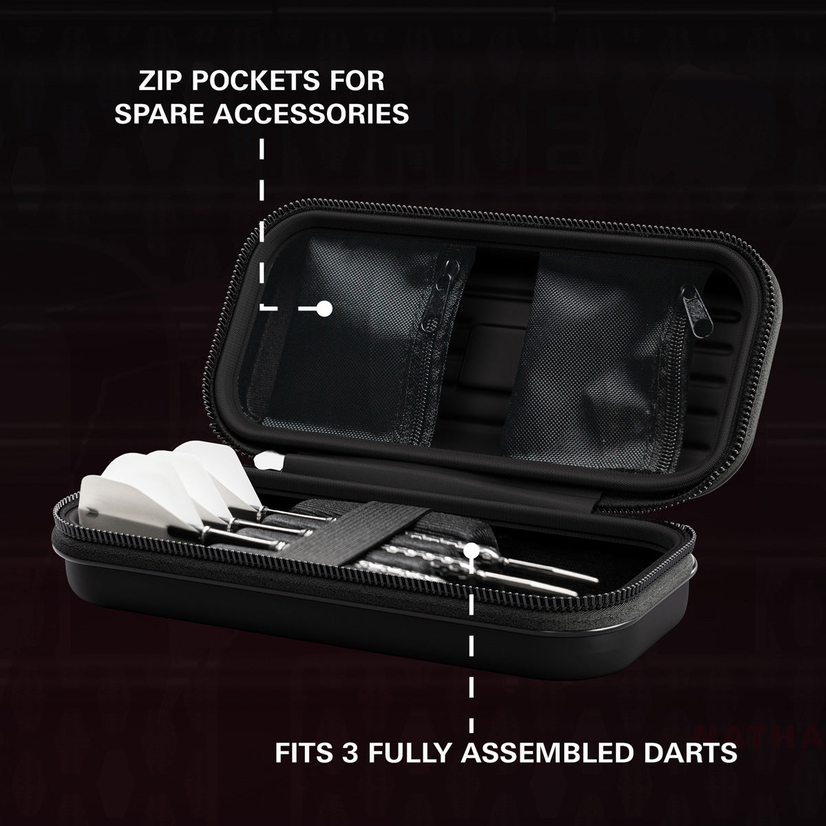 Target Nathan Aspinall Takoma Ghost Dart Case image showing the inside of the case with storage compartments and layout