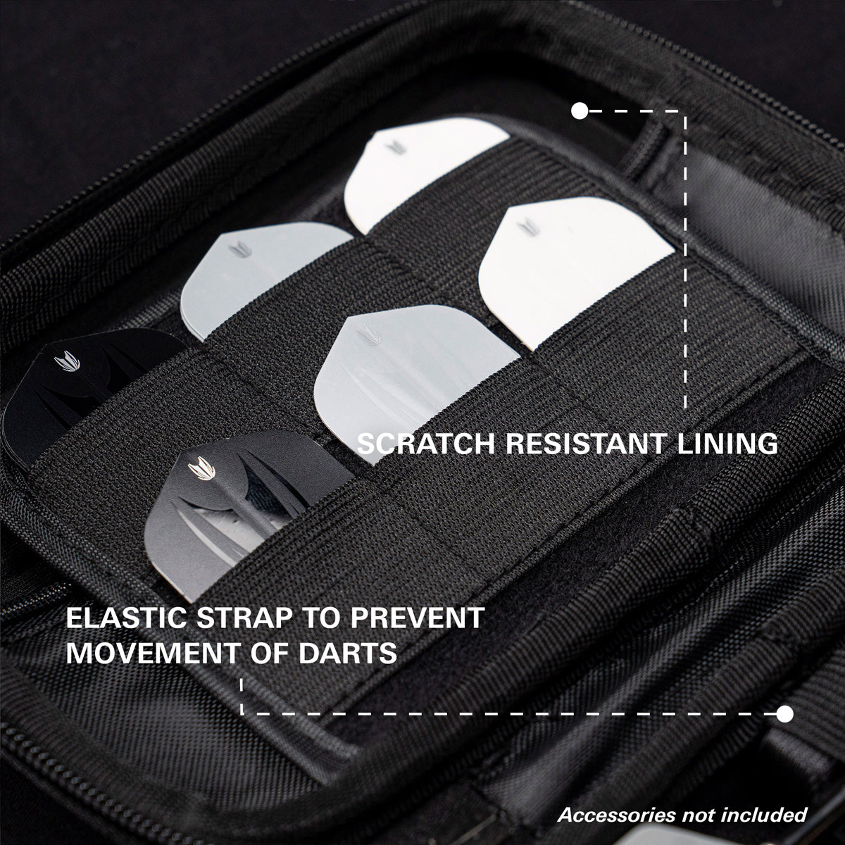 Target Nathan Aspinall Takoma Ghost XL Dart Case image highlighting the internal storage compartments, straps, and accessory holders