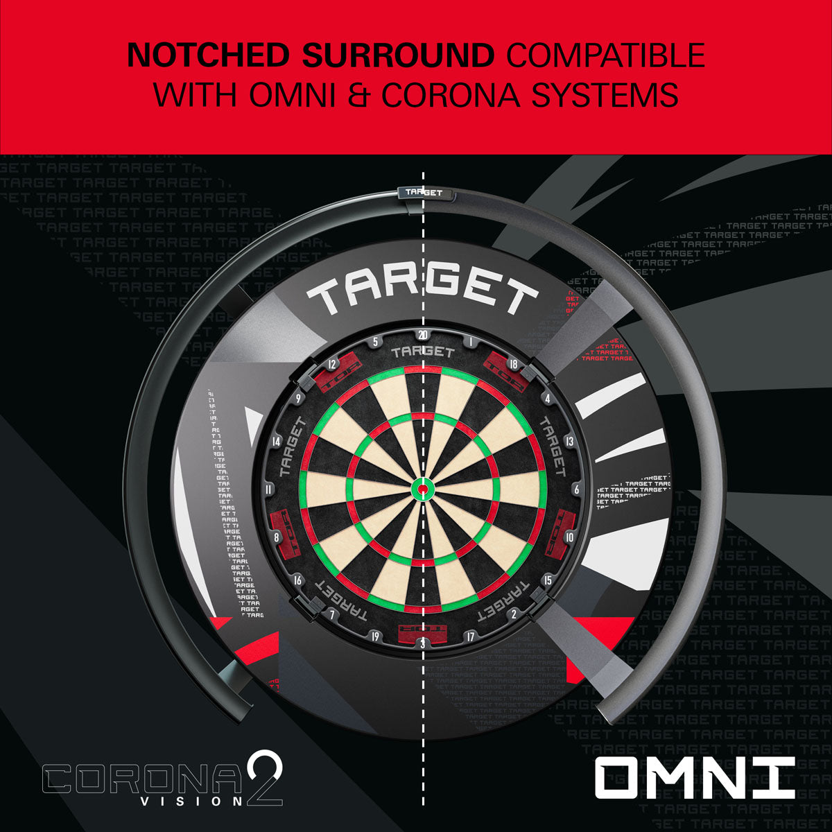 Target Patterned Notched Dartboard Surround