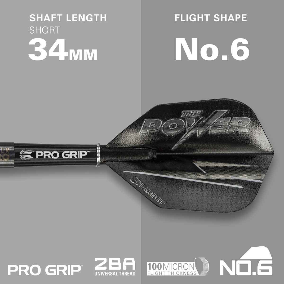 Phil Taylor 8ZERO Black S1 darts flight and shaft specifications image displaying the included setup configuration