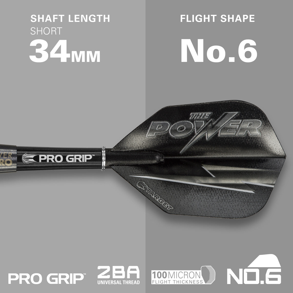 Phil Taylor 8ZERO Black S1 darts flight and shaft specifications image displaying the included setup configuration