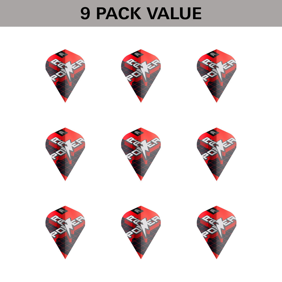 Phil Taylor Raw Power G11 Pro Ultra Dart Flights x 3 Sets by Target Vapor S image showing the included 9 pack of dart flights.