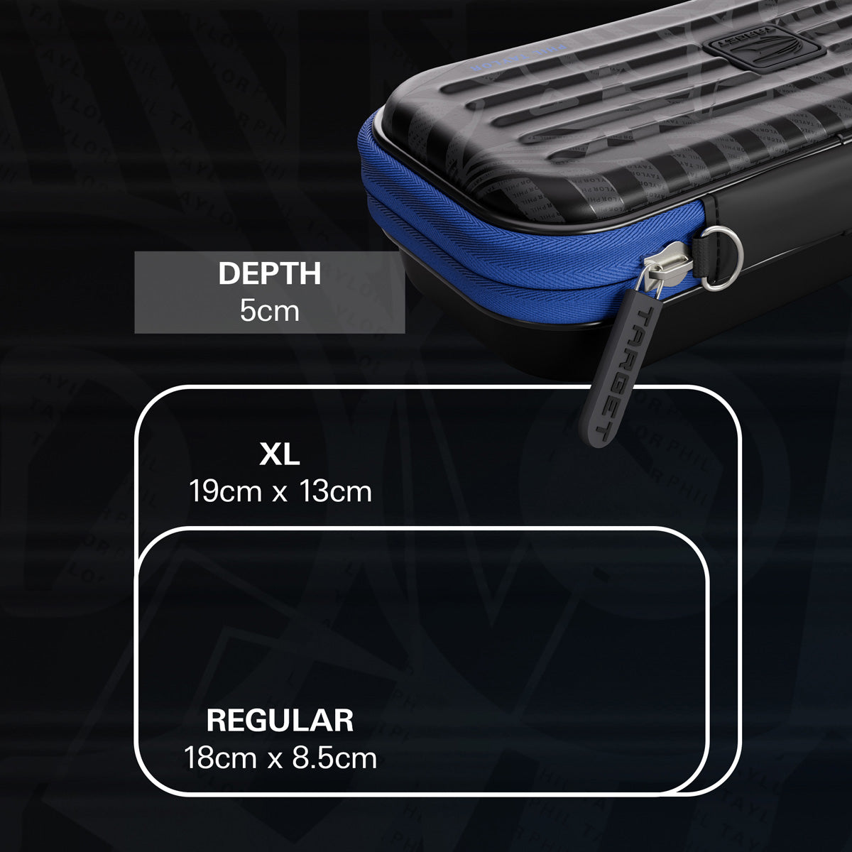 Target Phil Taylor Takoma Ghost Dart Case dimensions image showing product measurements and storage capacity