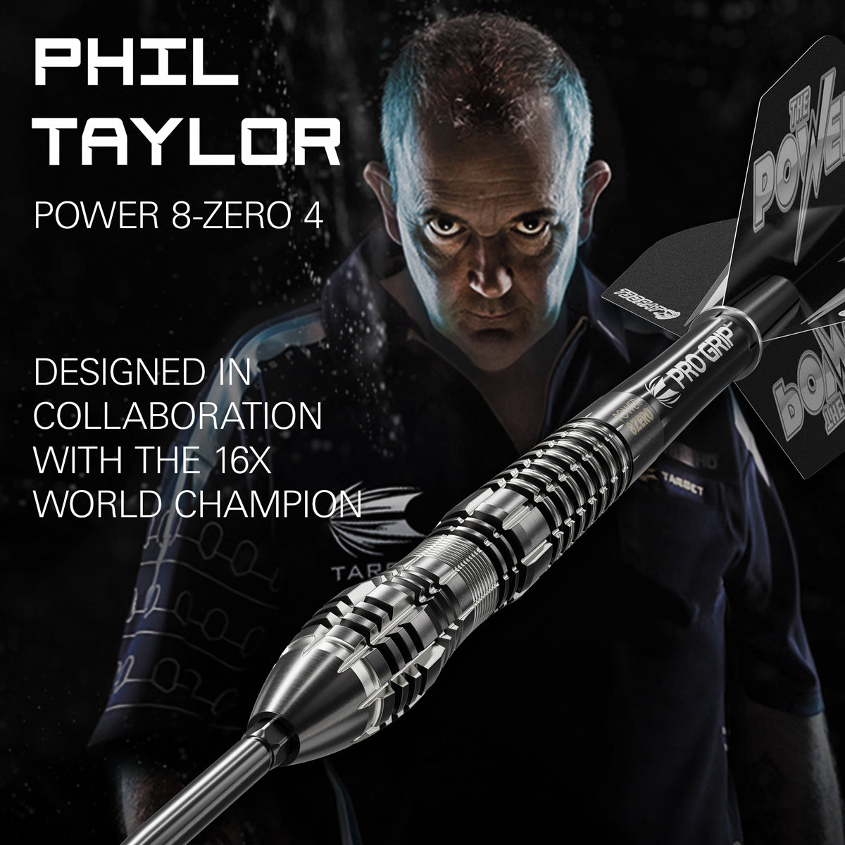Power 8Zero 4 branding image featuring the iconic Phil Taylor inspired design and Target performance styling
