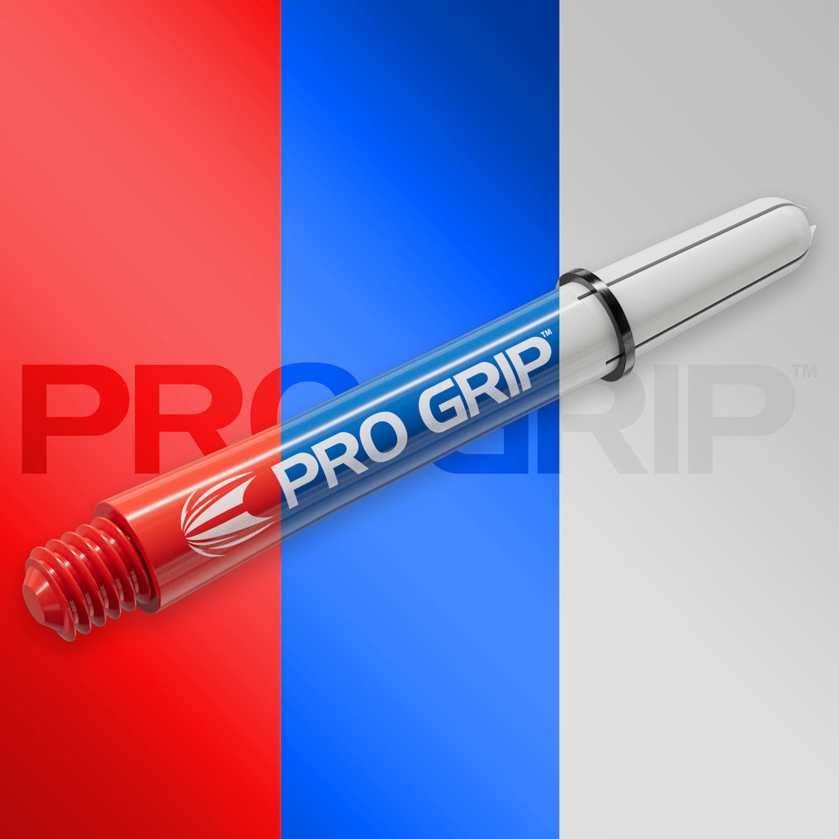 Pro Grip 3 Set Multipack Red Blue and White Dart Stems Shafts angled image displaying the overall shaft profile and design