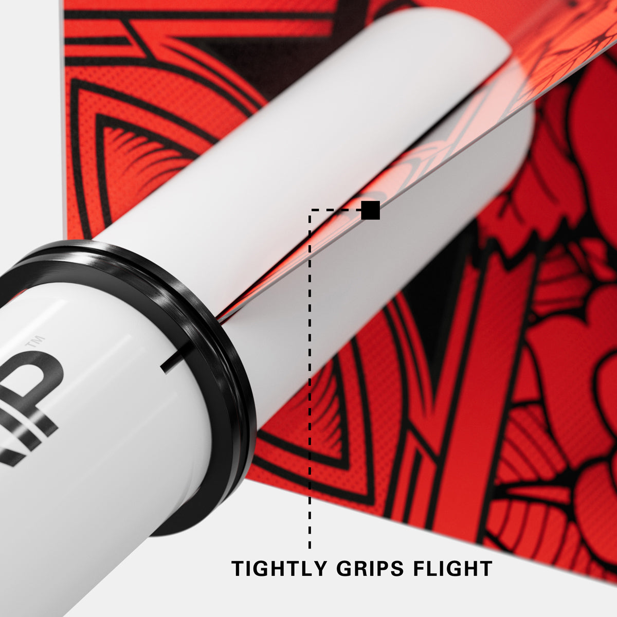 Pro Grip Dart Stems Shafts Inbetween Sizes White image showing compatibility with dart flights and flight mounting system