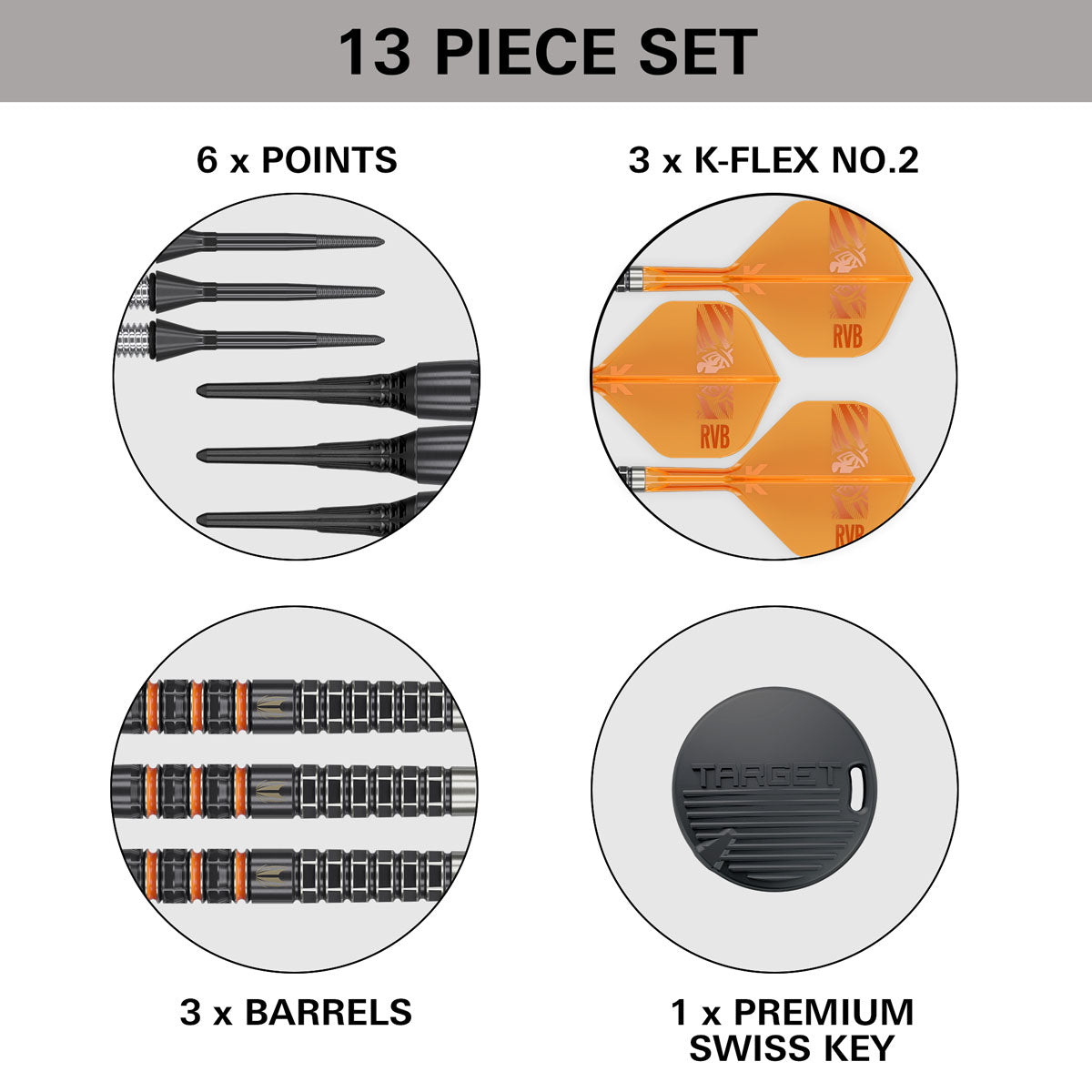 Target Raymond van Barneveld RVB 95K 95% Tungsten Soft Tip Darts