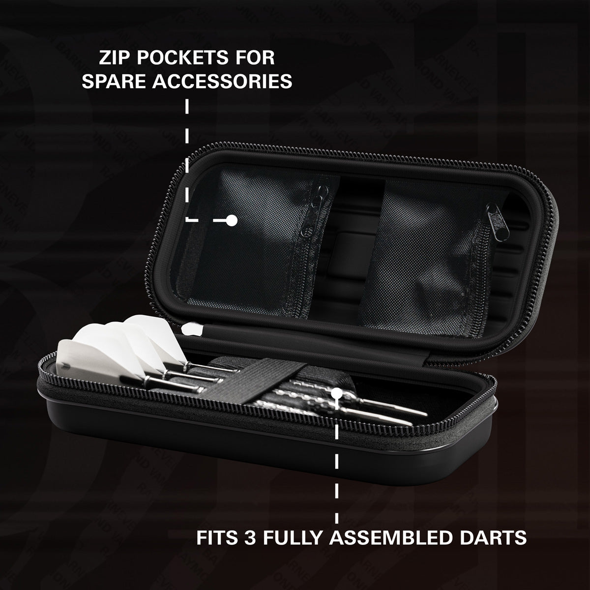 Target Raymond van Barneveld Takoma Ghost Dart Case image showing the inside of the case with storage compartments and layout