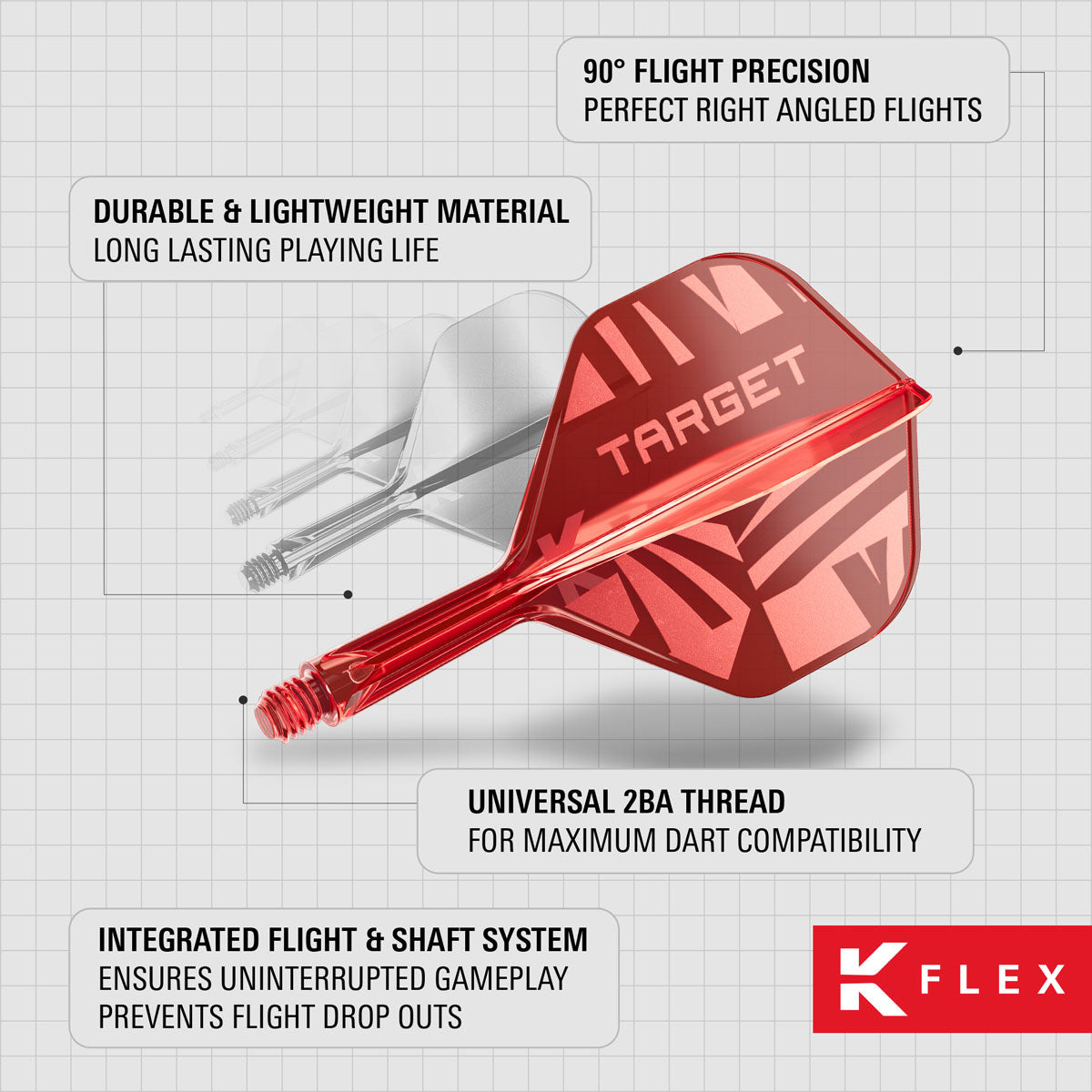 Target Printed Red K-Flex Integrated Flights & Shafts No2