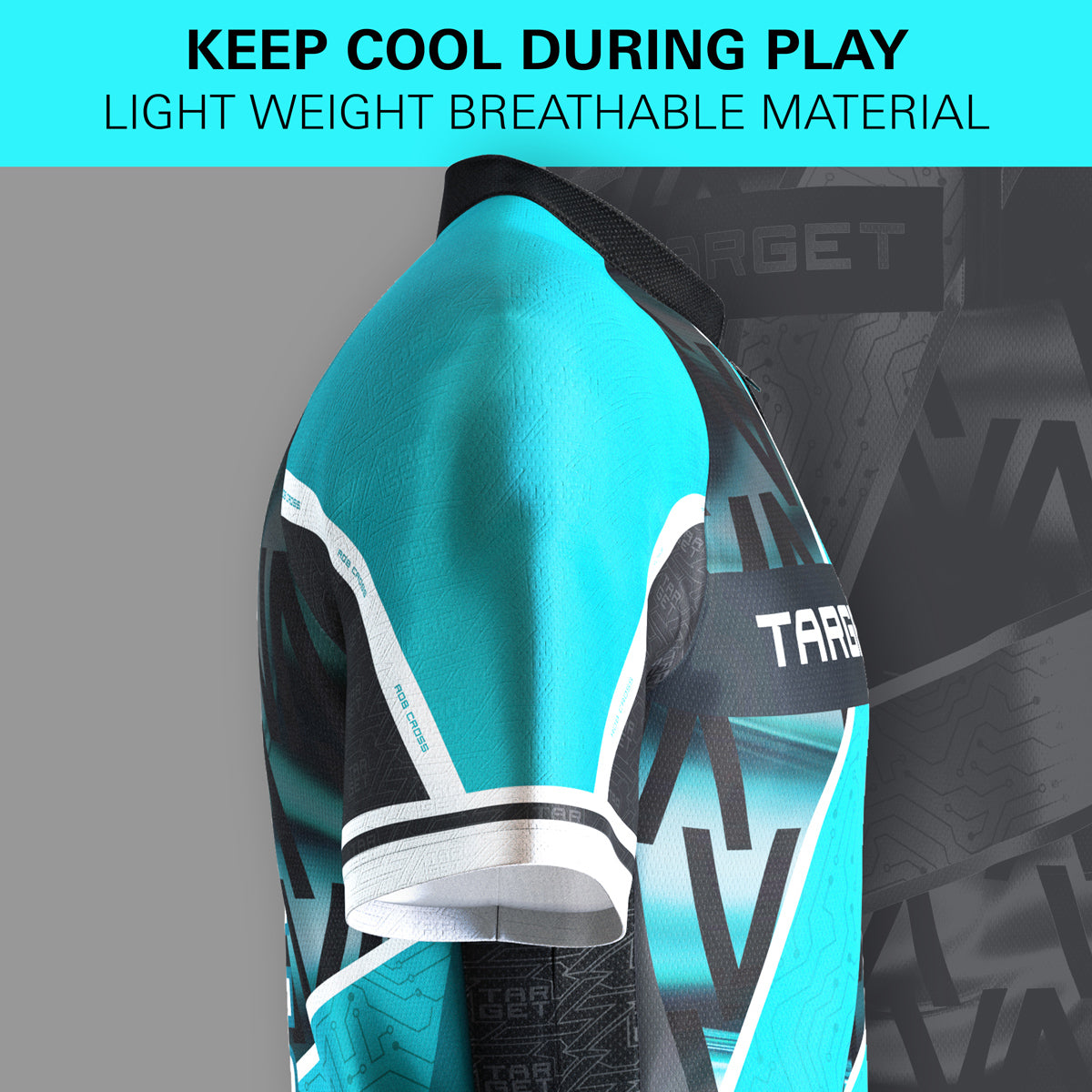 Target Rob Cross 2025 Playing Shirt side profile image showing the fit, cut, and design details