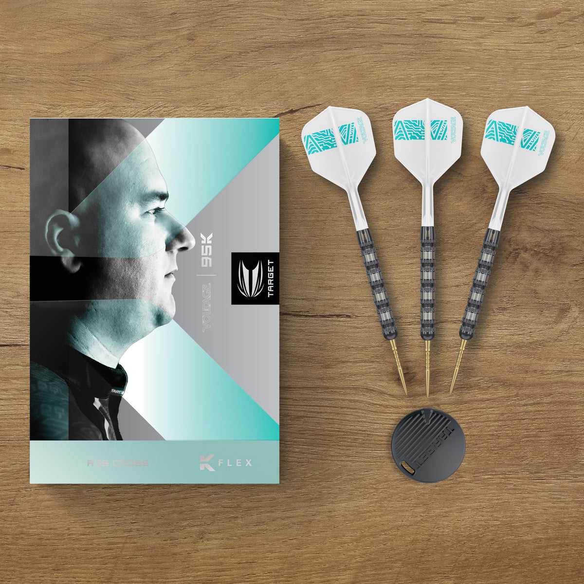 Rob Cross 95K darts lifestyle image featuring a premium darts setup and modern playing environment