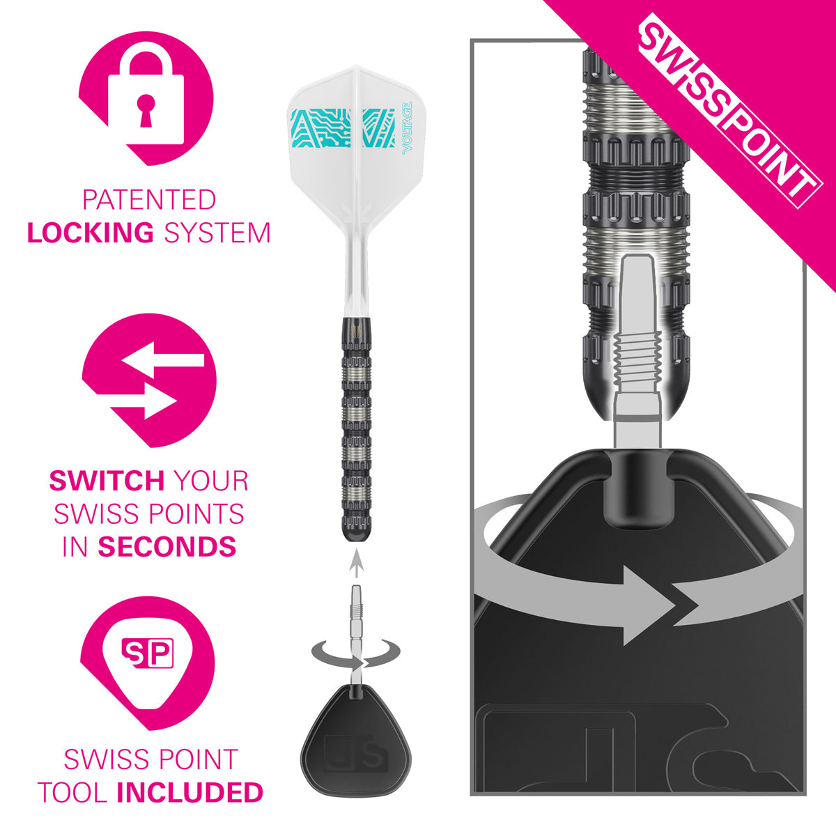 Rob Cross 95K Swiss Point demonstration image showing the interchangeable point system in use