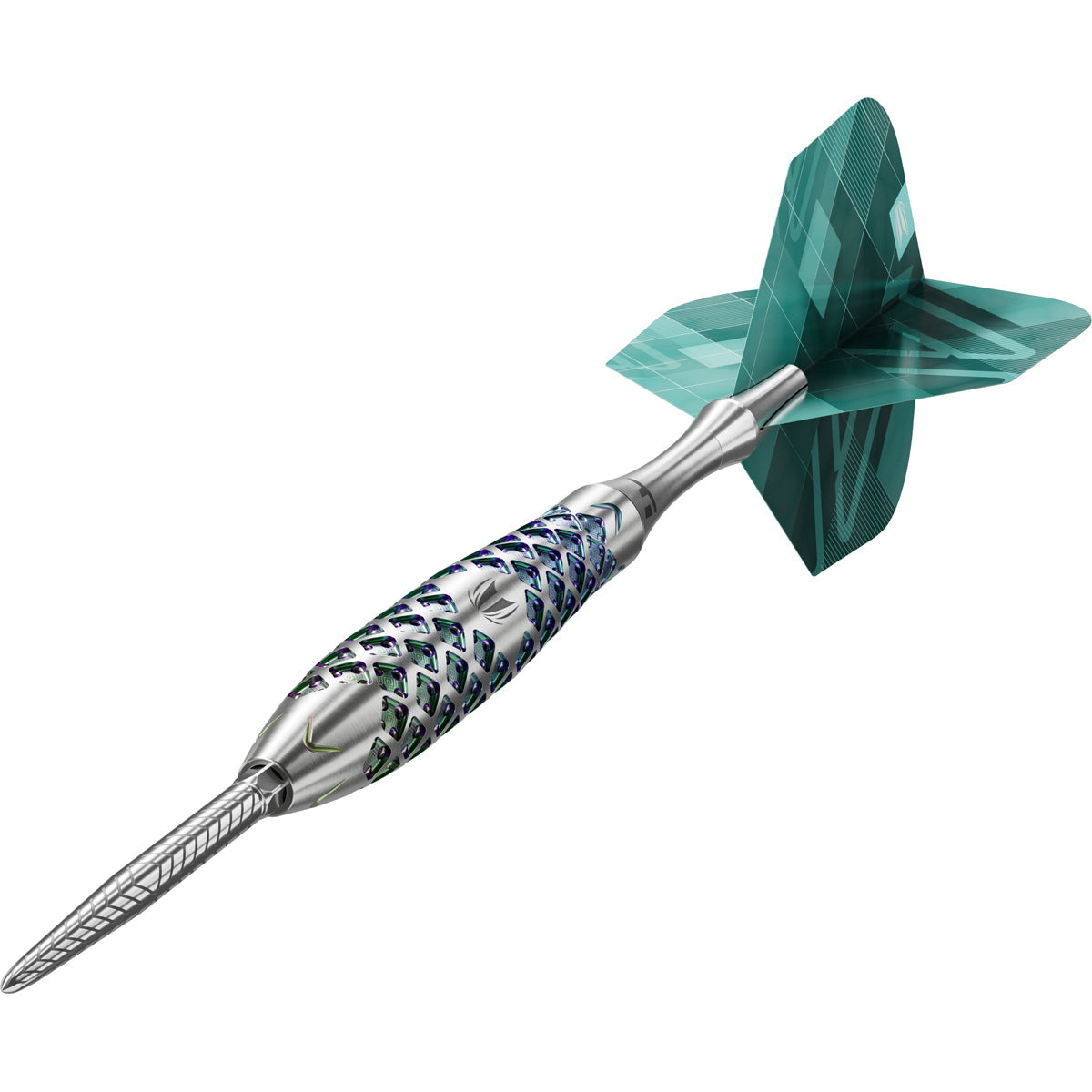 Rove 02 Steel Tip Darts close up image highlighting the barrel grip texture and precision machining detail
