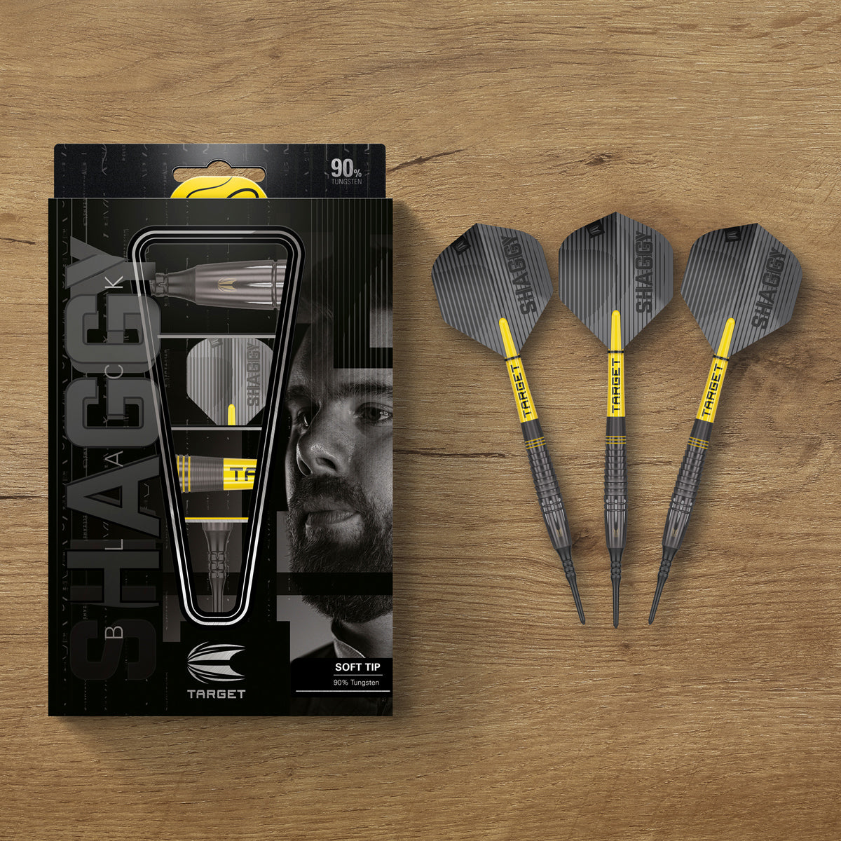 Scott Williams Black darts lifestyle image featuring a premium electronic darts setup and modern playing environment