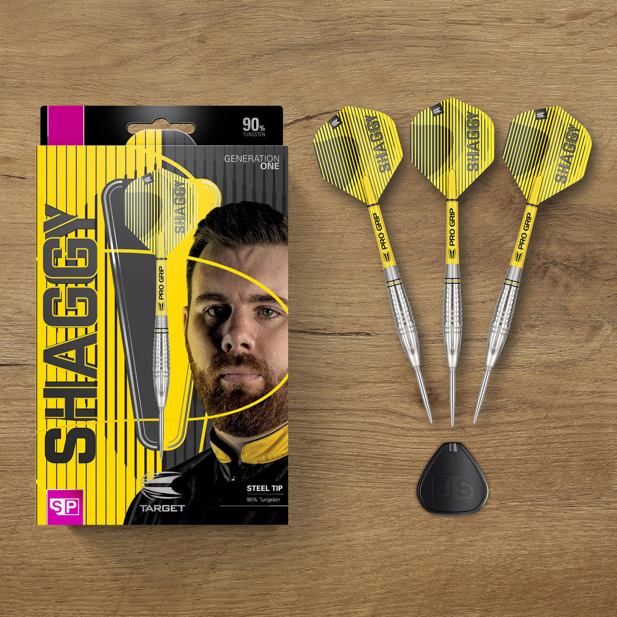 Scott Williams G1 Steel Tip Darts lifestyle image featuring the darts in a premium modern playing setup