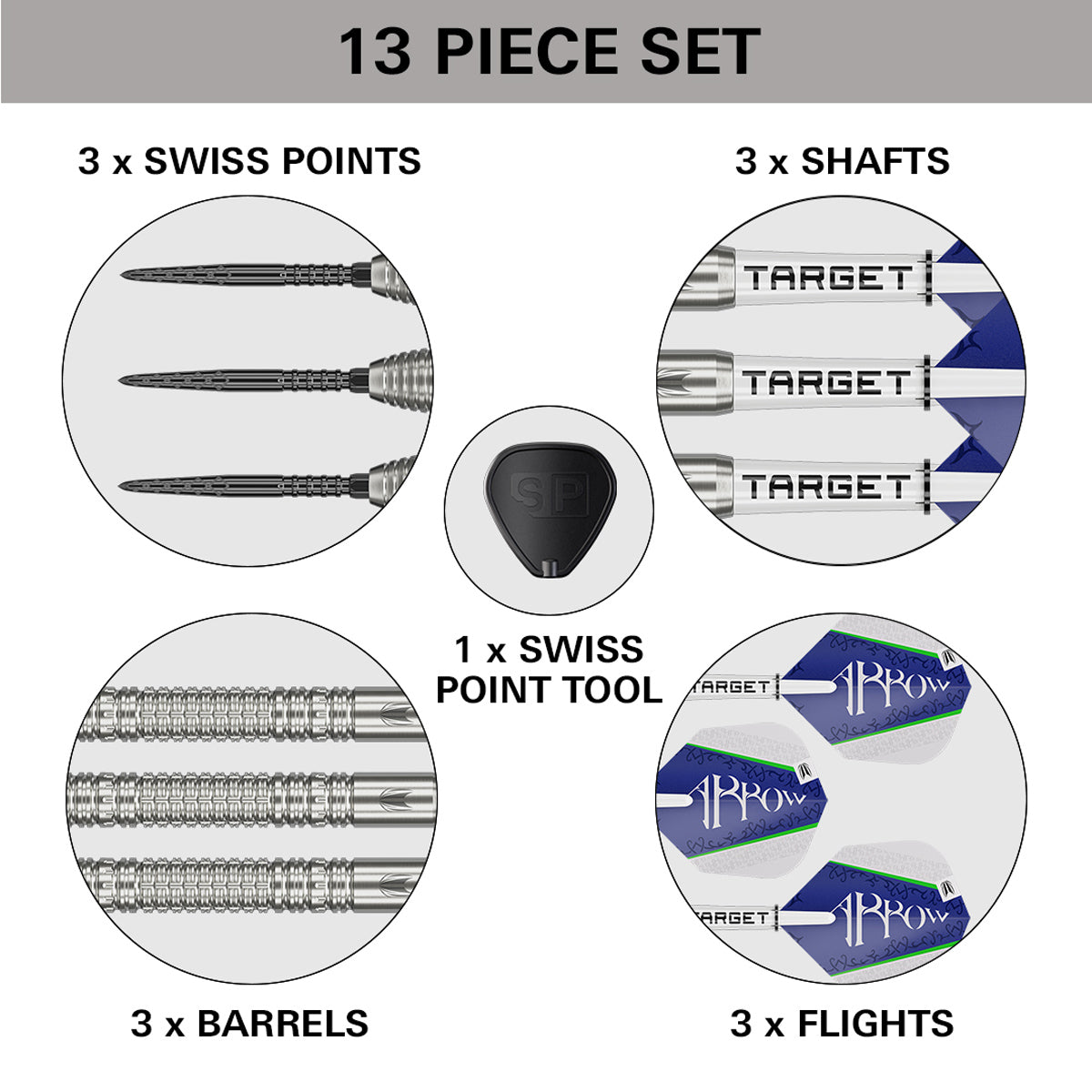 Shane McGuirk Steel Tip Darts contents image displaying everything included inside the box
