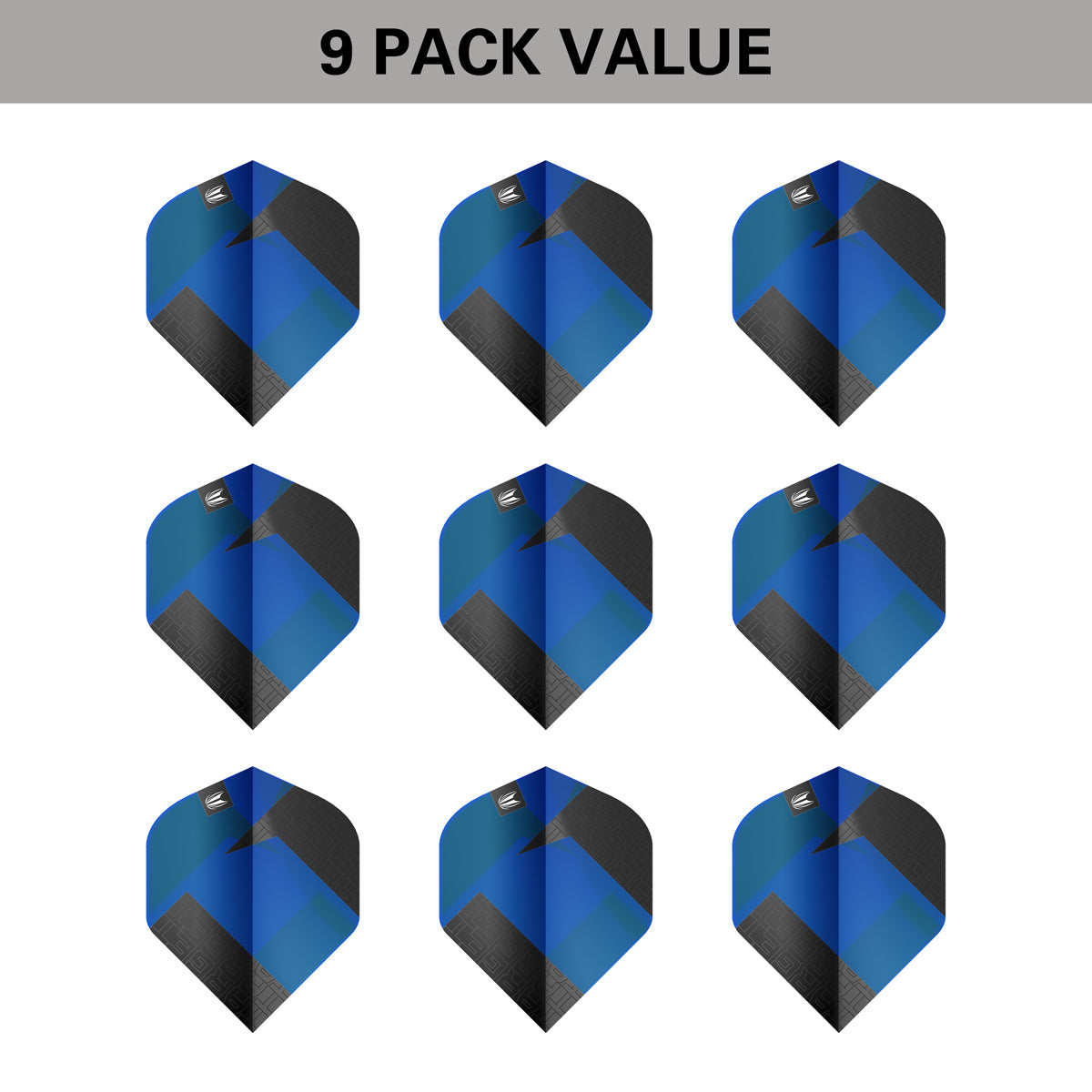 TAG Flights (3 Sets) by Target Blue image showing the included 9 pack of dart flights.