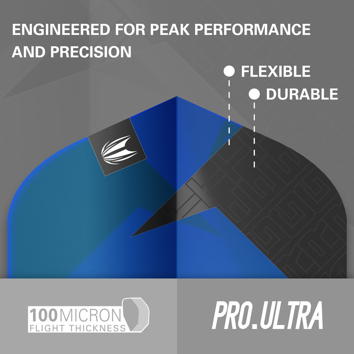 TAG Flights (3 Sets) by Target Blue image highlighting the Pro.Ultra flight range and key performance features.