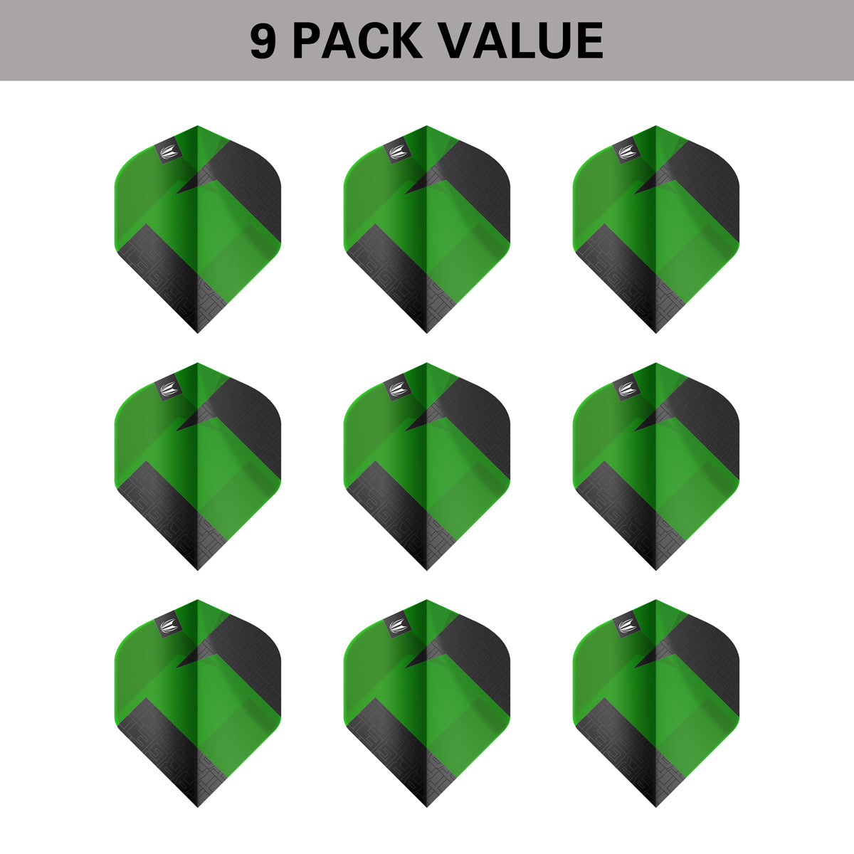 TAG Flights (3 Sets) by Target Green image showing the included 9 pack of dart flights.