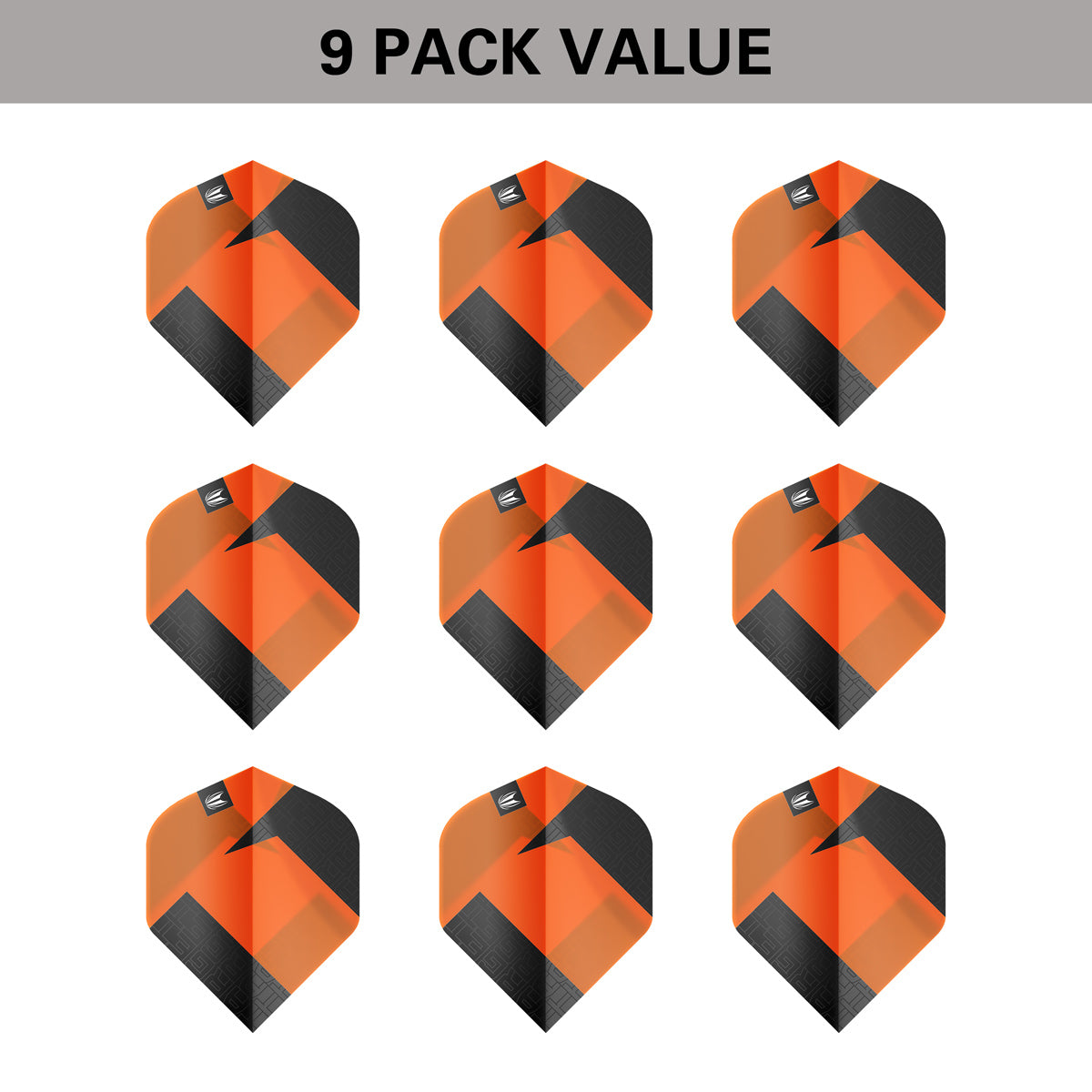 TAG Flights (3 Sets) by Target Orange image showing the included 9 pack of dart flights.