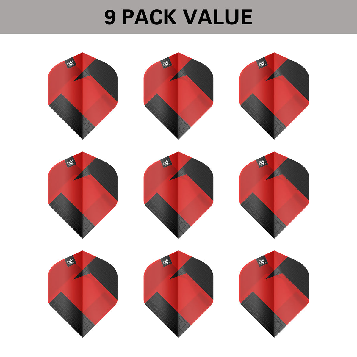 TAG Flights (3 Sets) by Target Red image showing the included 9 pack of dart flights.