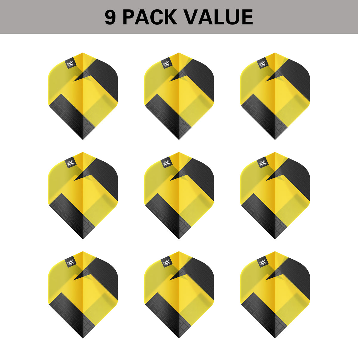 TAG Flights (3 Sets) by Target Yellow image showing the included 9 pack of dart flights.