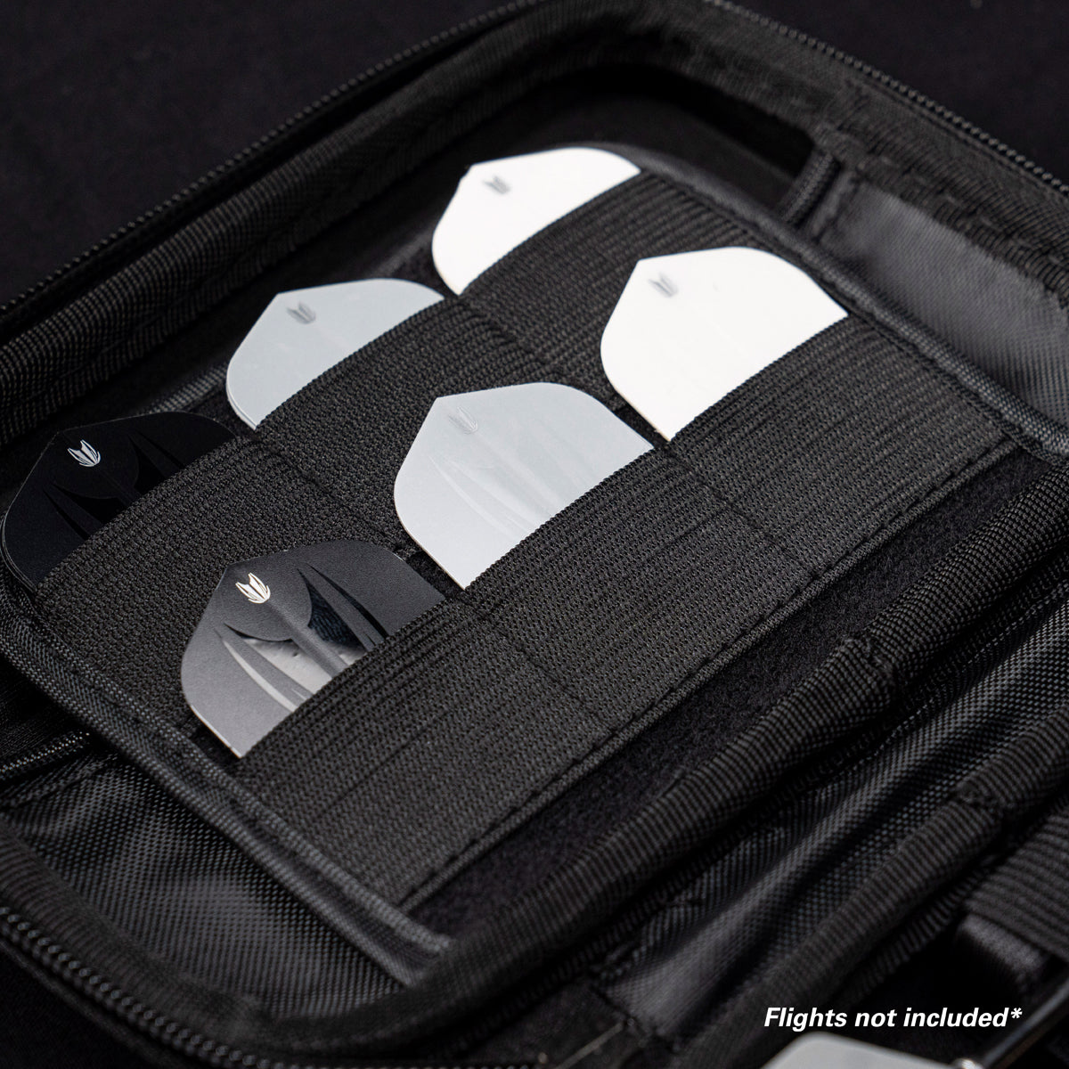 Target Takoma Home Extra Large Darts Case Wallet Black image highlighting the internal storage compartments, straps, and accessory holders