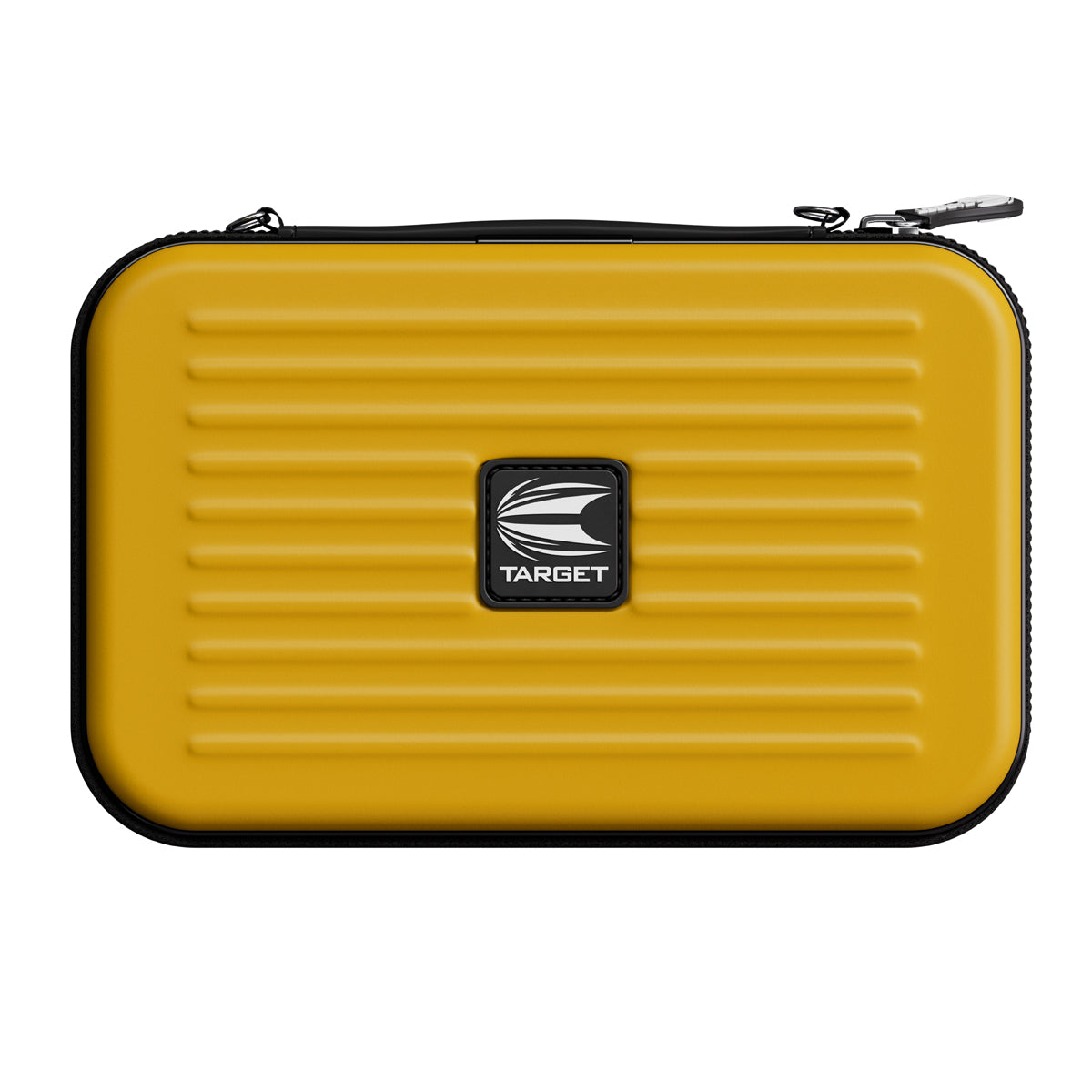 Target Takoma XL Large Darts Case Wallet Yellow top down image showing the case and storage arrangement