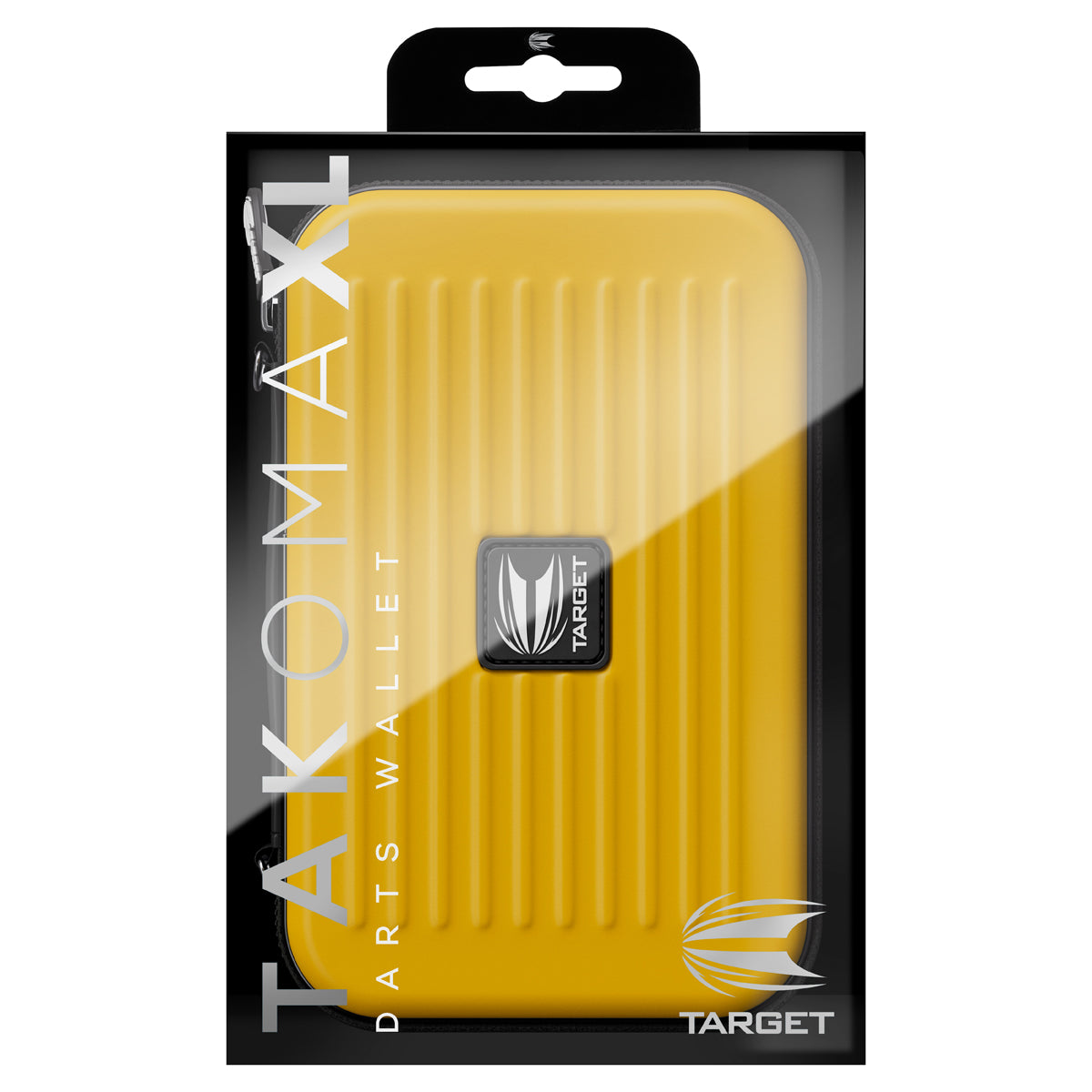 Target Takoma XL Large Darts Case Wallet Yellow outer box image showing the retail packaging and branding
