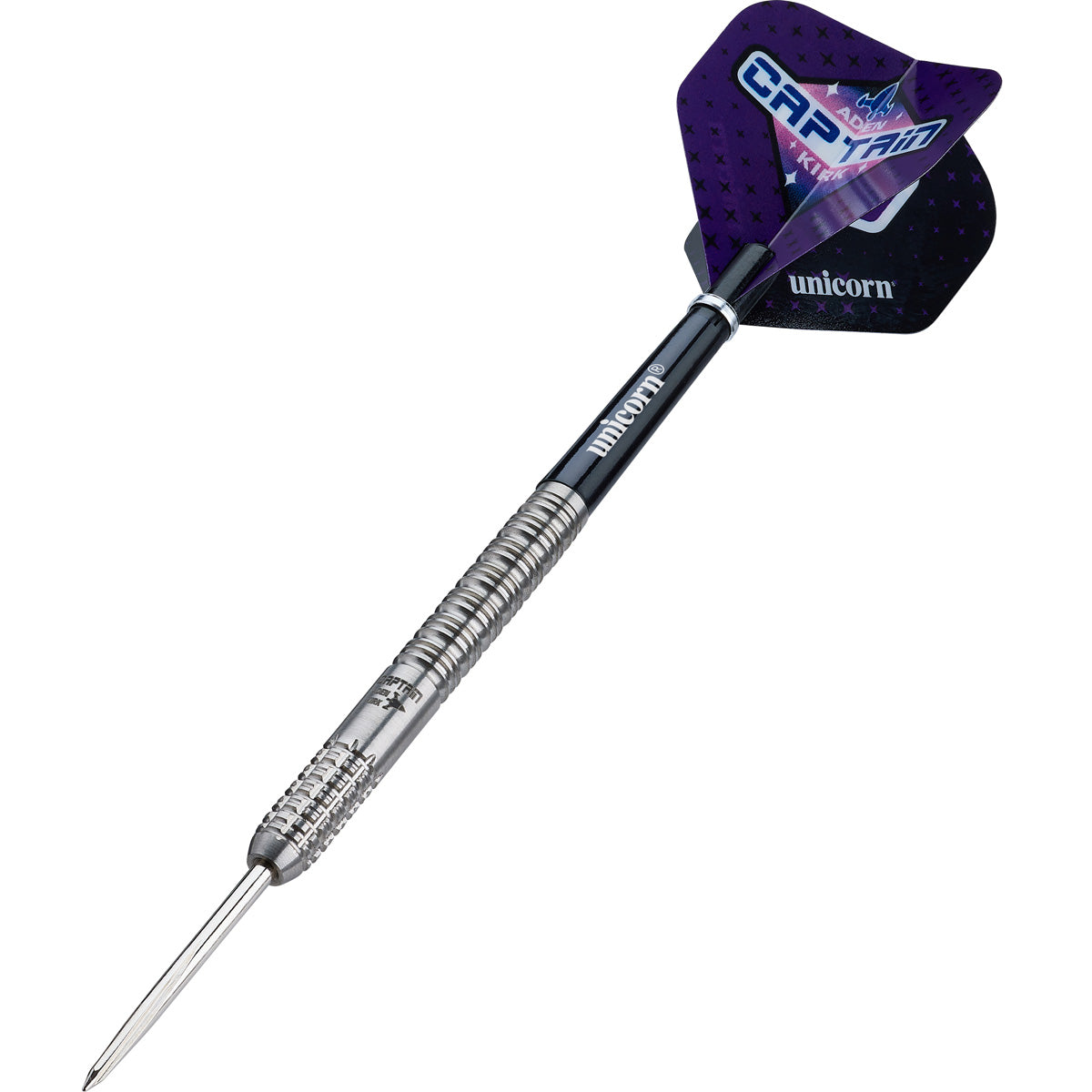 Aden Kirk Steel Tip Darts angled product image displaying the barrel profile, grip layout, and design features