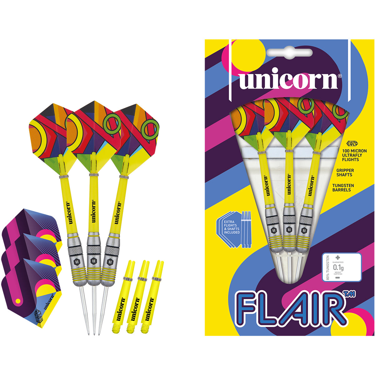 Flair 1 Steel Tip Darts contents image displaying everything included inside the package