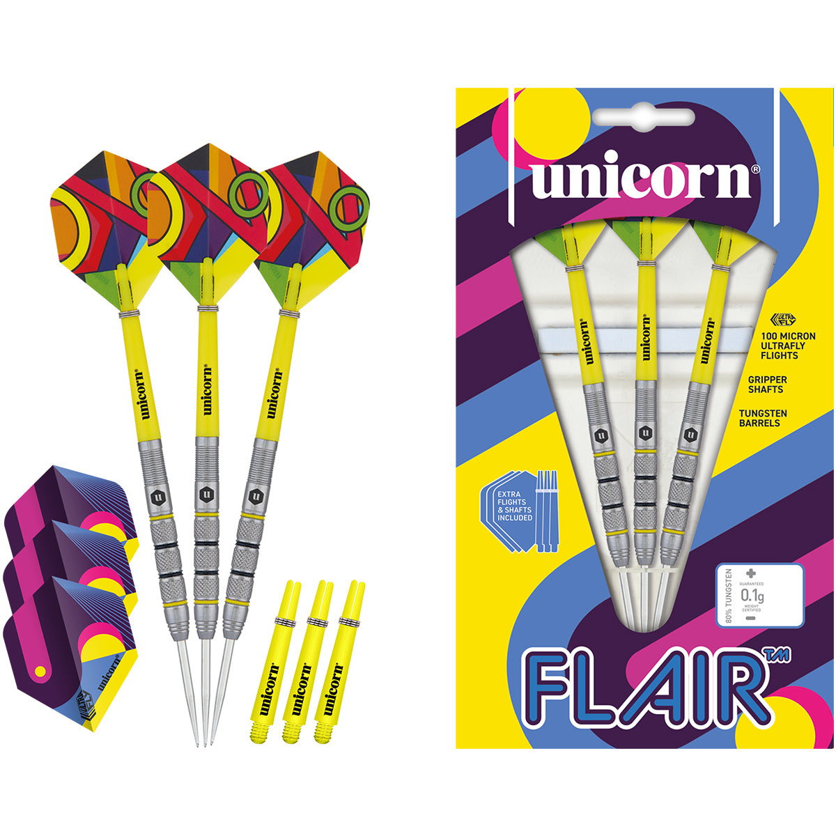 Flair 2 Steel Tip Darts contents image displaying everything included inside the package