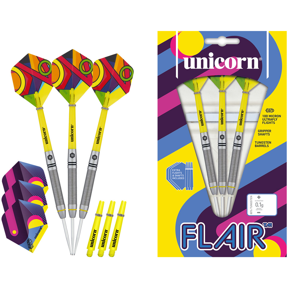 Flair 5 Steel Tip Darts contents image displaying everything included inside the package