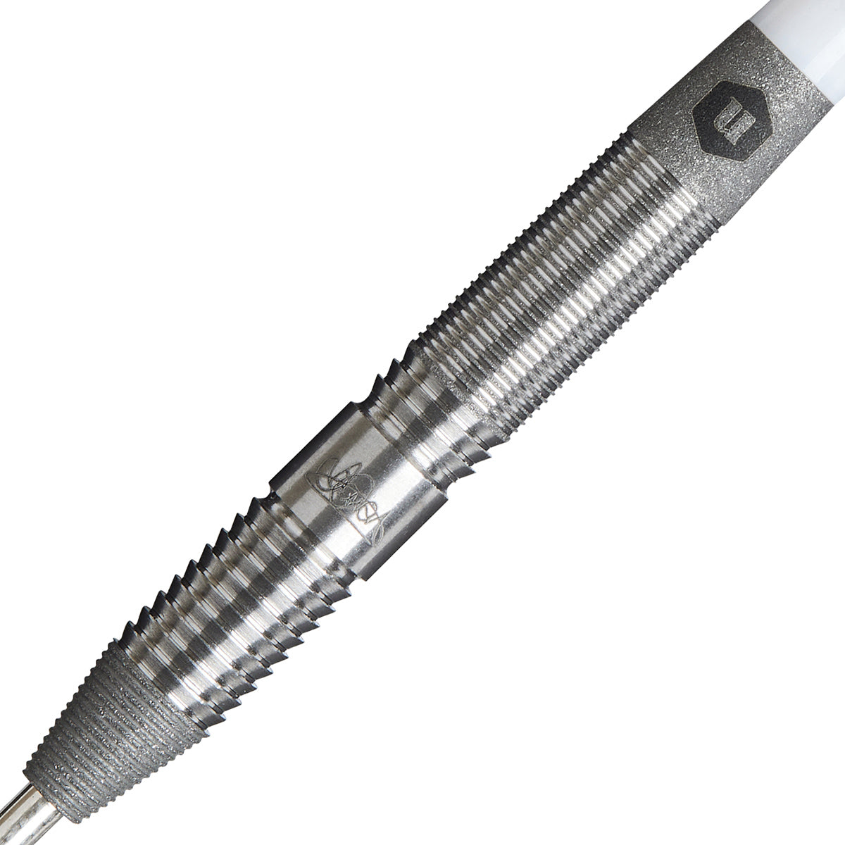 Jamie Caven Steel Tip Darts close up image showing detailed grip patterns, machining, coating, and precision craftsmanship