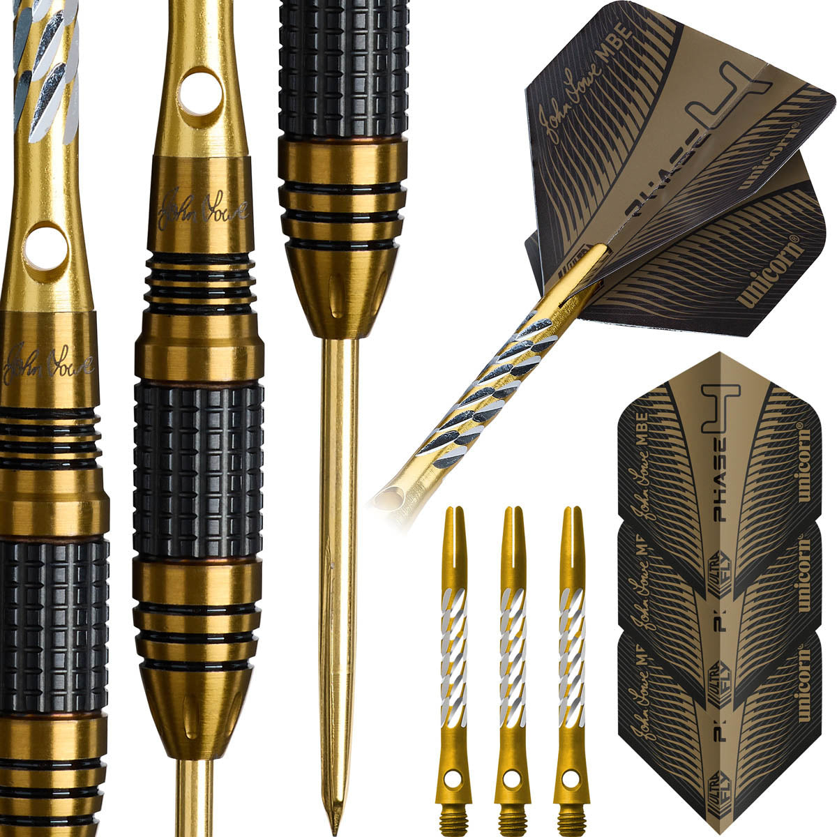 John Lowe Phase 4 World Champion Steel Tip Darts contents image displaying everything included inside the package
