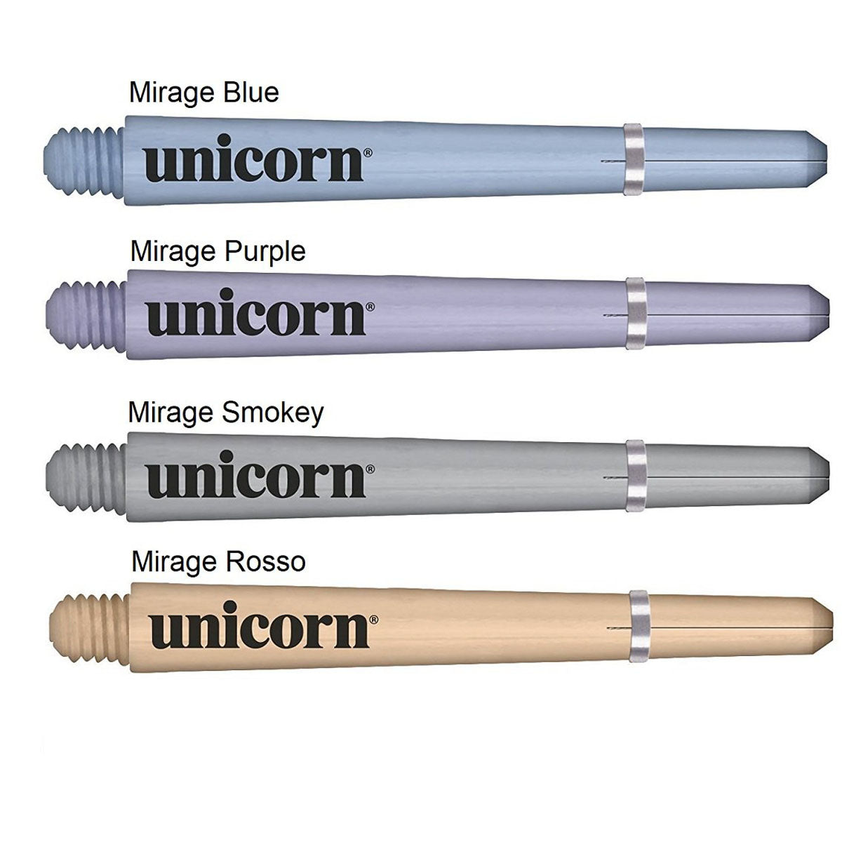 Unicorn Mirage Gripper 4 Ring Grip Dart Stems Shafts main product image showing the dart stems and retail packaging