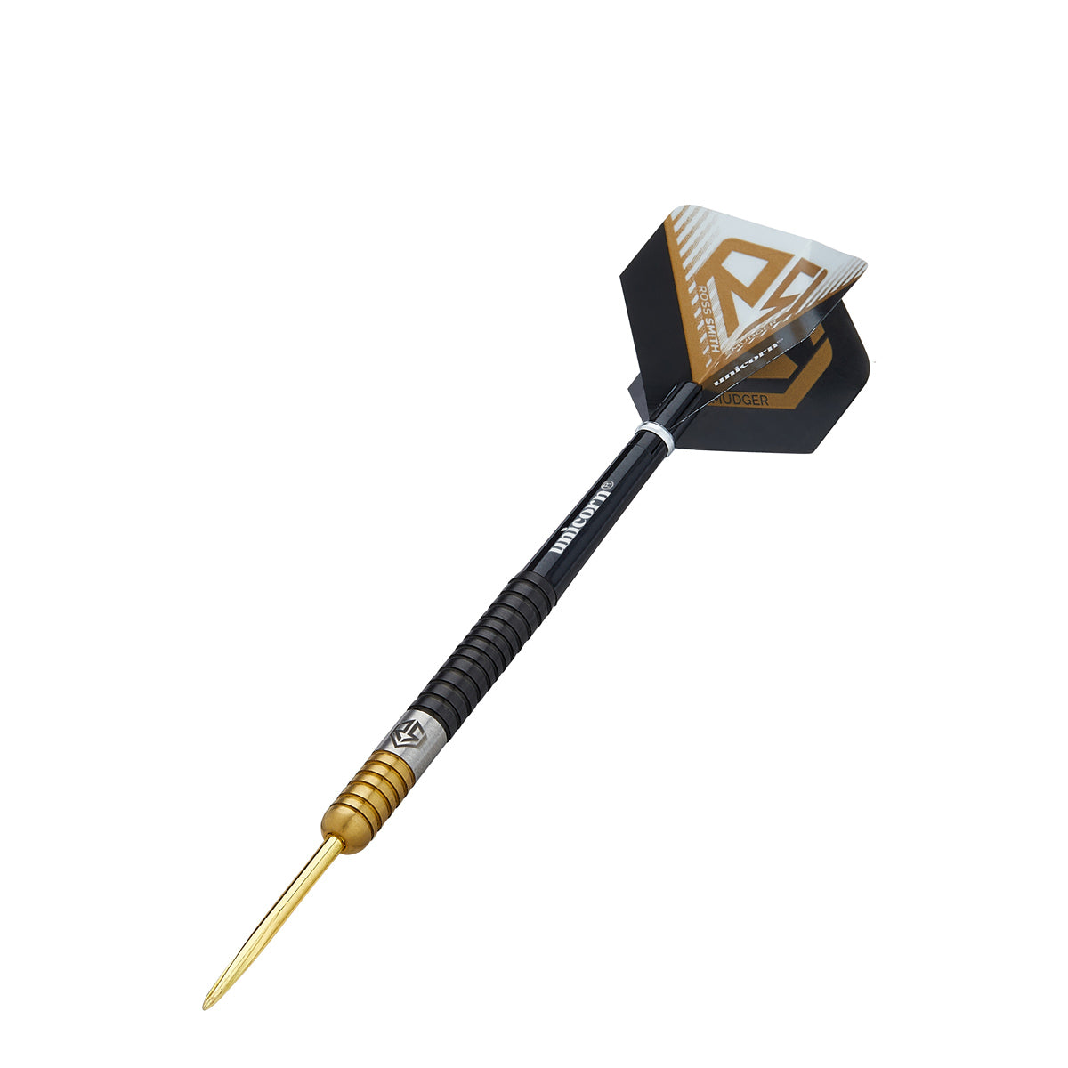 Ross Smith Two Tone Steel Tip Darts angled product image displaying the barrel profile, grip layout, and design features