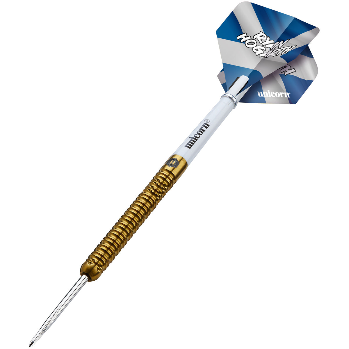 Ryan Hogarth Steel Tip Darts angled product image displaying the barrel profile, grip layout, and design features