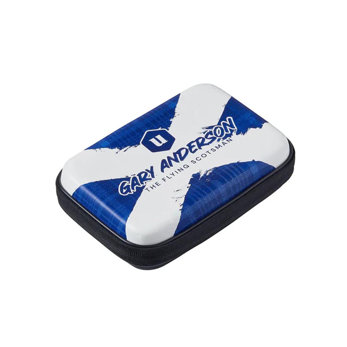 Gary Anderson dart case by Unicorn with Scottish flag design and bold branding